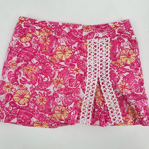 Lilly Pulitzer Jarvey Skort Skirt Chum Bucket Pink Side Slit Golf Resort Size 2 - Picture 1 of 7